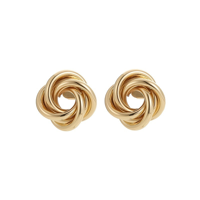 Simple Circle Flower Shape Earrings Plated Color Ear Jewelry For Women Girls