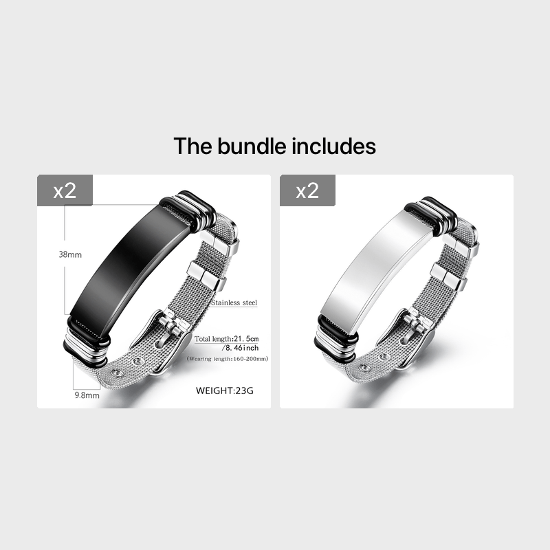 European and American Style Titanium Stainless Steel Bracelet with Stainless Steel Mesh Band, Unisex Jewelry