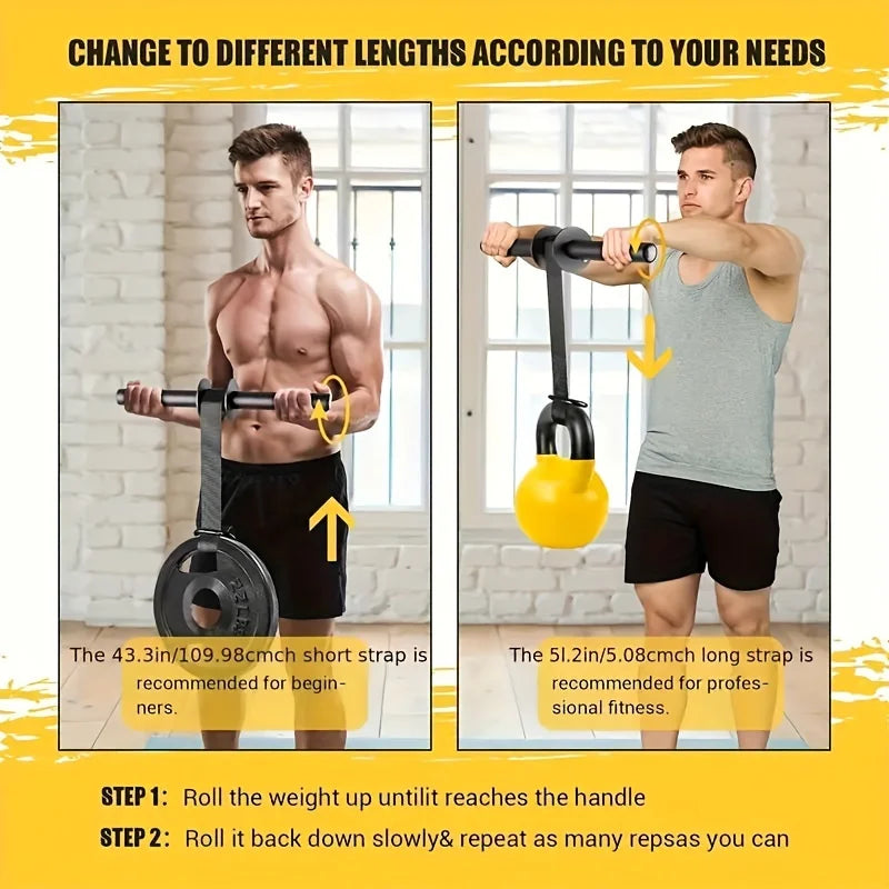 Drążek do Wzmacniania Nadgarstków i Przedramion - Żeliwny Wrist Roller 30cm