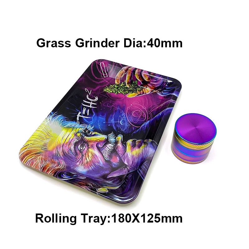 Grinder ze Stopu Cynku 40/50mm z Metalową Tacką Rolling Tray - Zestaw