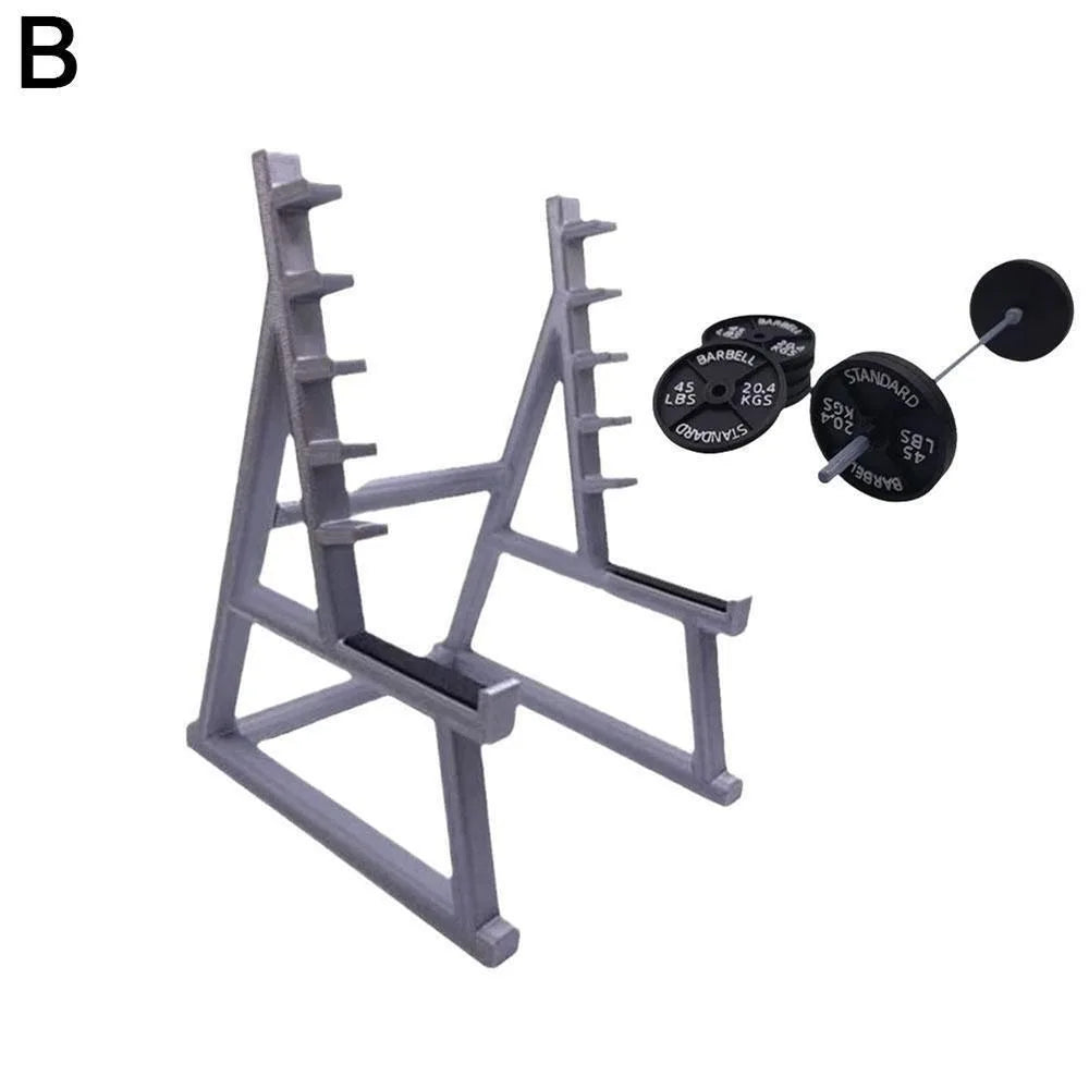 Stojak na Długopisy w Kształcie Stojaka na Sztangę - Metalowy Organizer Fitness Motyw Siłowni