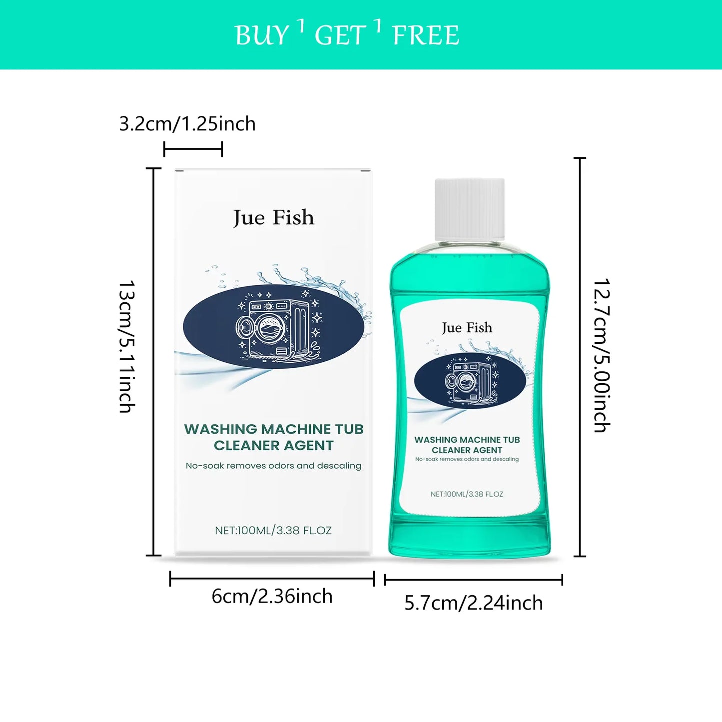 JUE FISH 100ML Washing Machine Tub Cleaner Agent Gentle on Body Clothes And Hands Eco-Friendly Cleaning Solution