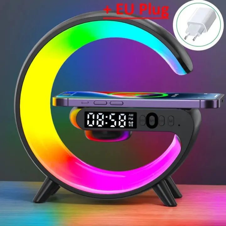 Ładowarka Bezprzewodowa Wielofunkcyjna RGB - Budzik Głośnik iPhone Samsung Xiaomi