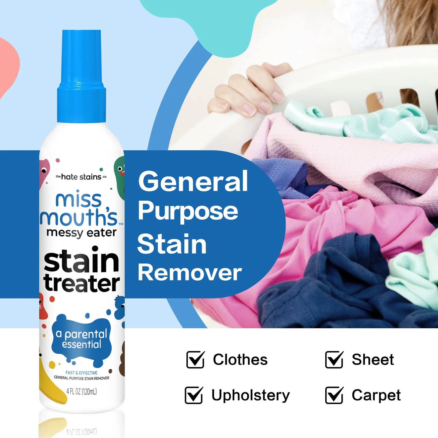 Stain Remover Spray Portable Stain Treater for Laundry Fabric Oil Remover Effective Laundry Spray for Food Pet Candle Stains