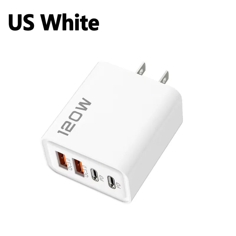 Ładowarka 120W 4 Porty USB Type-C PD - Szybka Samsung iPhone Xiaomi Huawei
