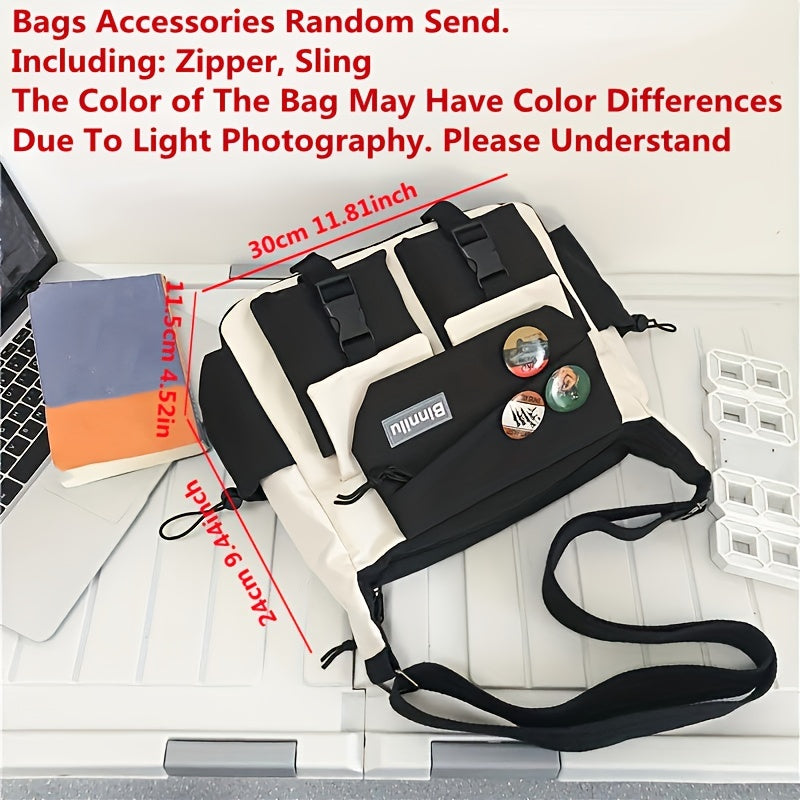 1pc Nylon Handbag Shoulder Bag Large Capacity Messenger Bag, Men's Messenger Bag Student School Bag