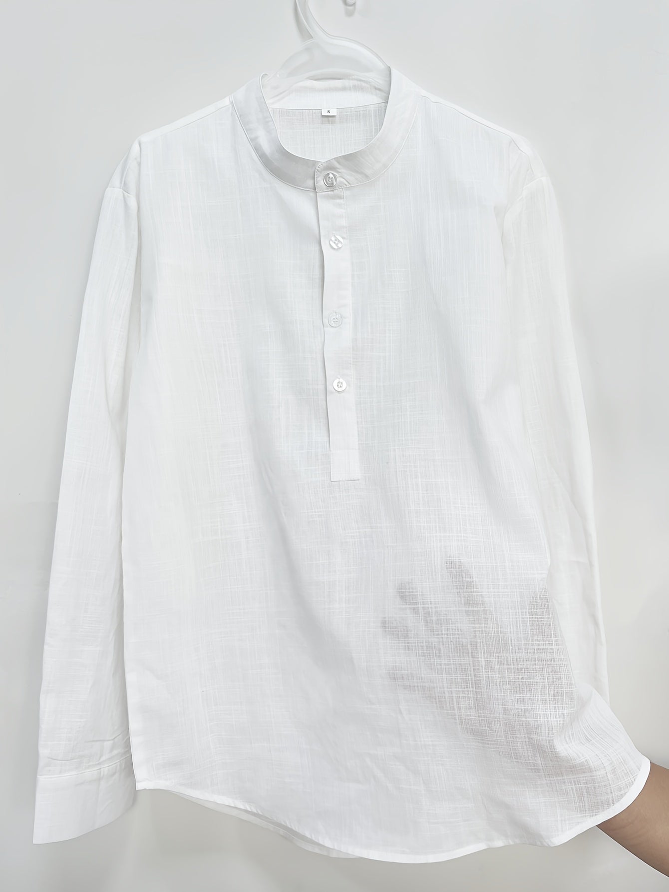 Classic Design Cotton Boat Neck Henley Shirt, Men's Casual Fit Vintage Style Long Sleeve Top For Spring Fall