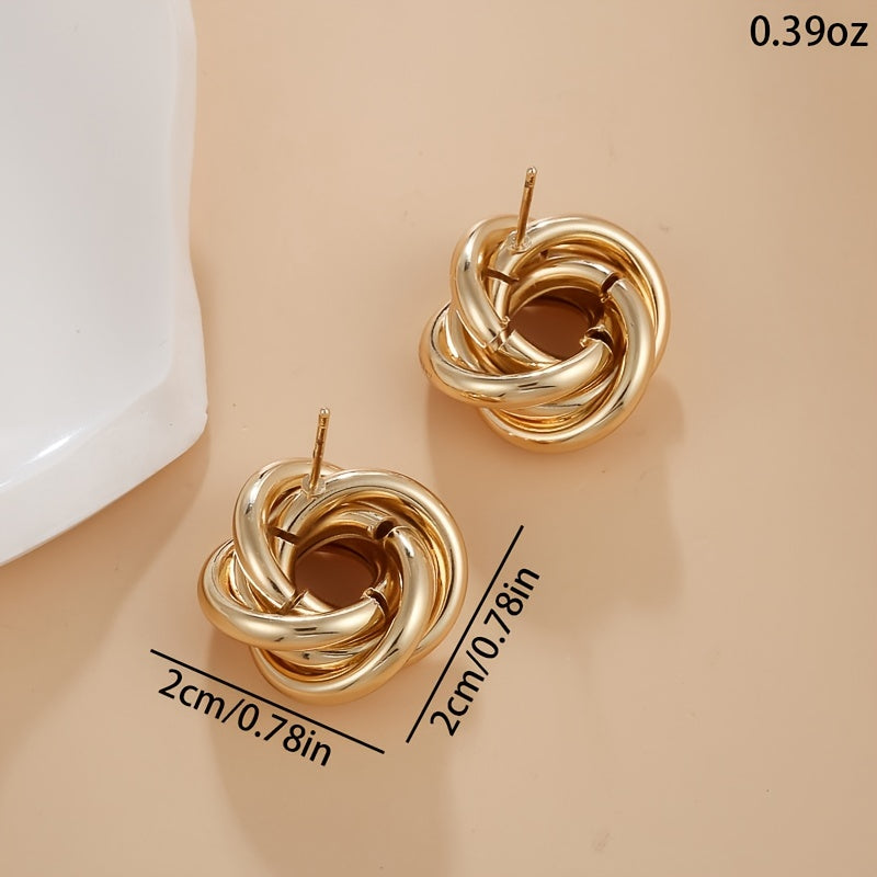 Simple Circle Flower Shape Earrings Plated Color Ear Jewelry For Women Girls