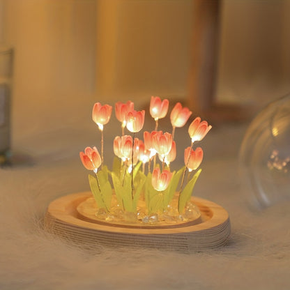 1pc Tulips Gifts For Women Flower Gifts For Her Gifts For Women Birthday Xmas Gift For Mom, Artificial Decor In Glass Dome With Led Light Night Light, Women Gifts For Her, Mom, Christmas Gift