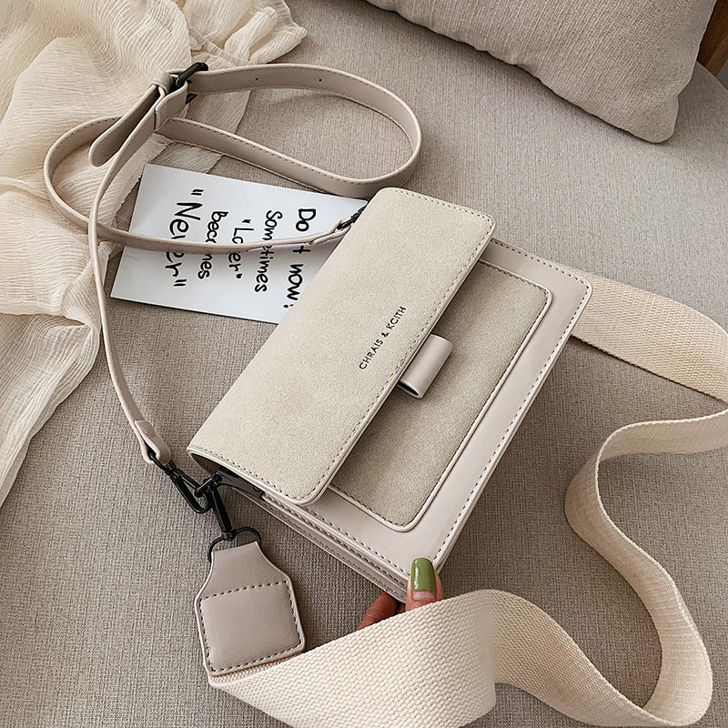 Everyday Comfort Beige Designer Women’s Handbag - Stylish Synthetic Leather Handbag with Adjustable Crossbody Strap, Compact Square Flap & Detachable Purse Charm, Vintage Handbag