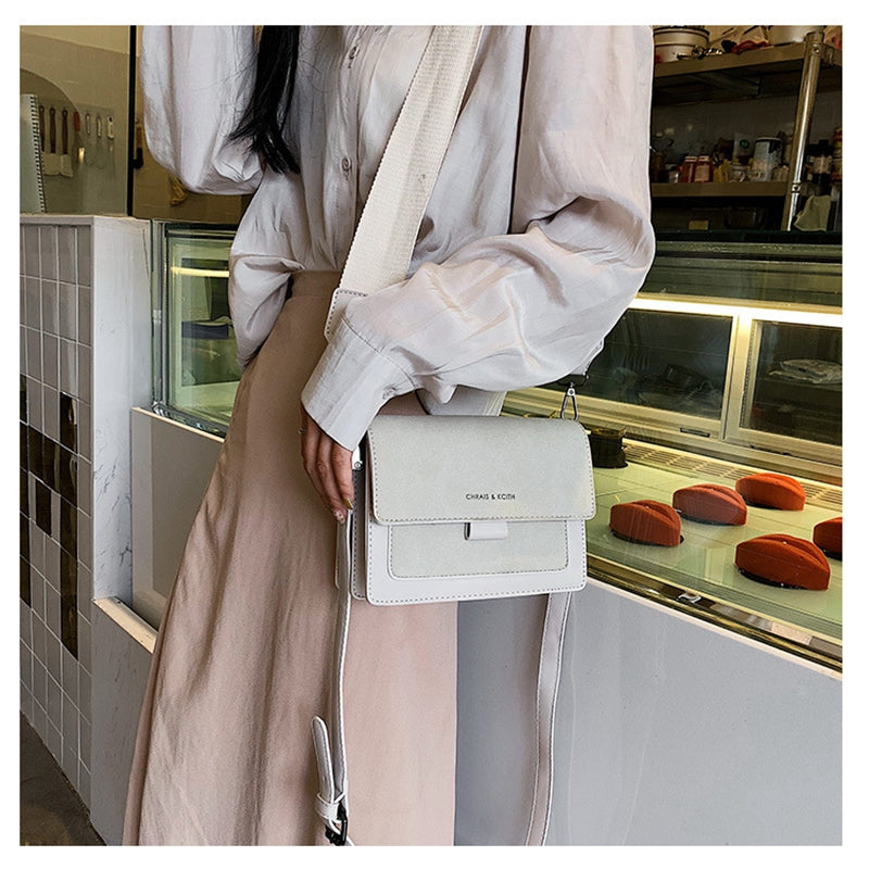 Everyday Comfort Beige Designer Women’s Handbag - Stylish Synthetic Leather Handbag with Adjustable Crossbody Strap, Compact Square Flap & Detachable Purse Charm, Vintage Handbag