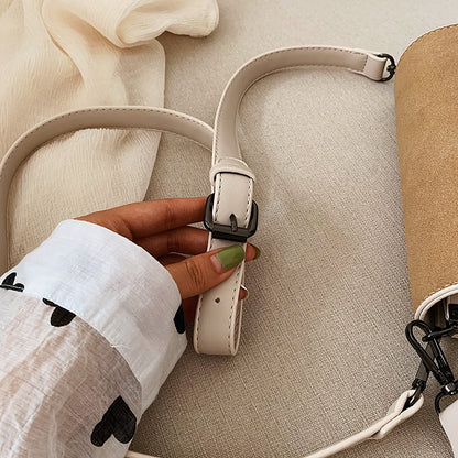 Everyday Comfort Beige Designer Women’s Handbag - Stylish Synthetic Leather Handbag with Adjustable Crossbody Strap, Compact Square Flap & Detachable Purse Charm, Vintage Handbag