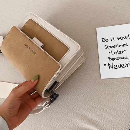 Everyday Comfort Beige Designer Women’s Handbag - Stylish Synthetic Leather Handbag with Adjustable Crossbody Strap, Compact Square Flap & Detachable Purse Charm, Vintage Handbag