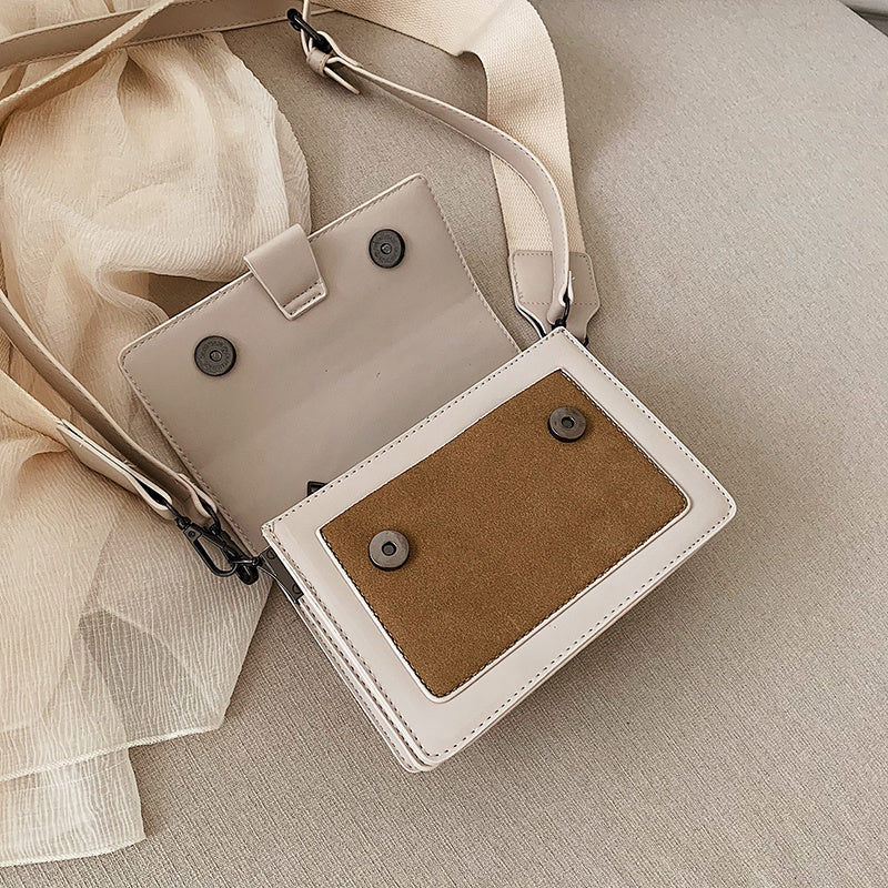 Everyday Comfort Beige Designer Women’s Handbag - Stylish Synthetic Leather Handbag with Adjustable Crossbody Strap, Compact Square Flap & Detachable Purse Charm, Vintage Handbag