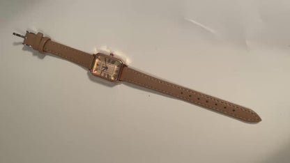 LUCKYFOX Women'S Elegant Vintage Square Roman Numeral Quartz Watch with Brown Faux Leather Strap, Golden-Tone Case & Dial - Non, Battery Operated, Luxury Accessory, Luxury Wristwatch, Classic Watch Design, Durable Watchband