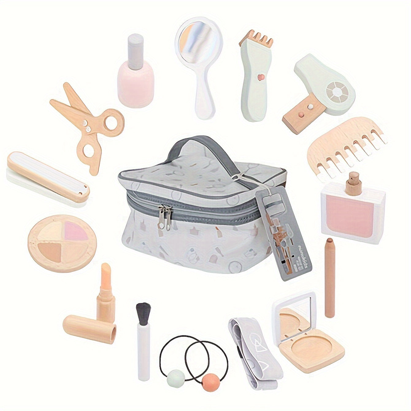 Wooden Play House Toy Children's Simulation Dressing Table Makeup Toy Girl Little Princess Set Cosmetics, Suitable For Children Over 3 Years Old Halloween Christmas gift