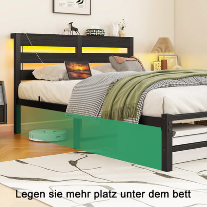 Metalowe Łóżko z Oświetleniem LED i USB 90/120/140cm