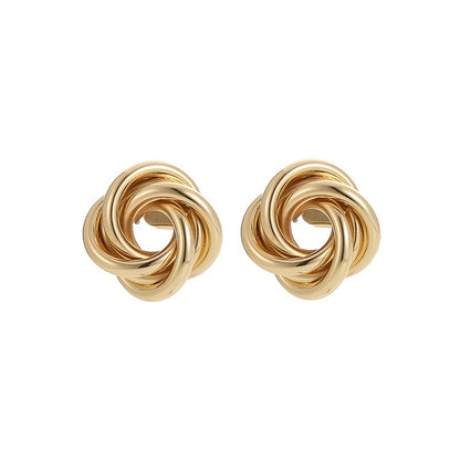 Simple Circle Flower Shape Earrings Plated Color Ear Jewelry For Women Girls