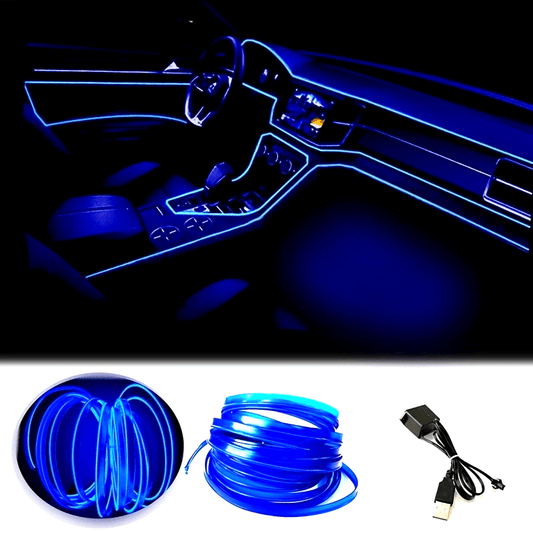 5M Blue LED Car Interior Lighting Strip Auto LED Strip Garland EL Wire Rope Car Decoration Lamp Flexible Tube Neon Car Accessories