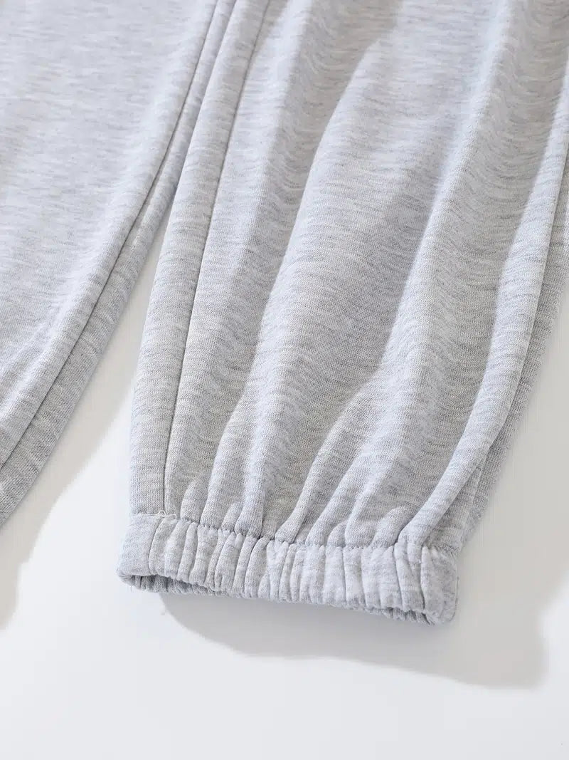 Women's Solid Elastic Sweatpants, Casual High Waist Sweatpants, Casual Every Day Pants, Women's Clothing