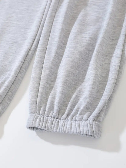 Women's Solid Elastic Sweatpants, Casual High Waist Sweatpants, Casual Every Day Pants, Women's Clothing