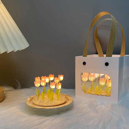 1pc Tulips Gifts For Women Flower Gifts For Her Gifts For Women Birthday Xmas Gift For Mom, Artificial Decor In Glass Dome With Led Light Night Light, Women Gifts For Her, Mom, Christmas Gift