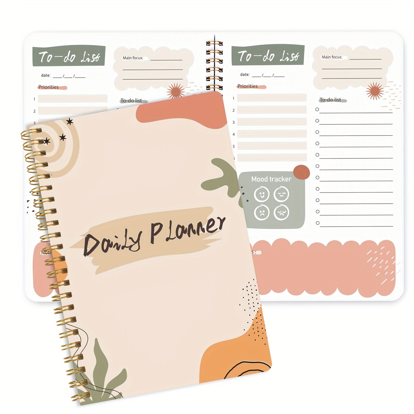 Stay Organized & On Track: 1pc Daily Planner Undated To-Do List Notebook With Priorities, Notes, Mood & Water Tracker - 8*5.5 - 52 Sheets