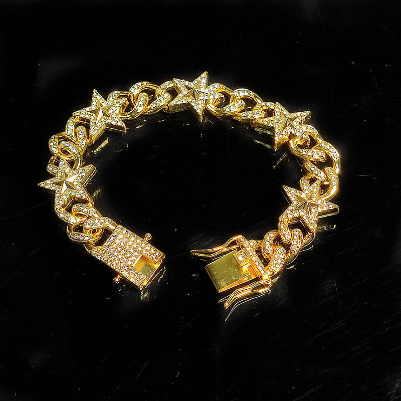 Cuban Hip Hop Hot Artificial Diamond Pentagram Chain Fashion Necklace