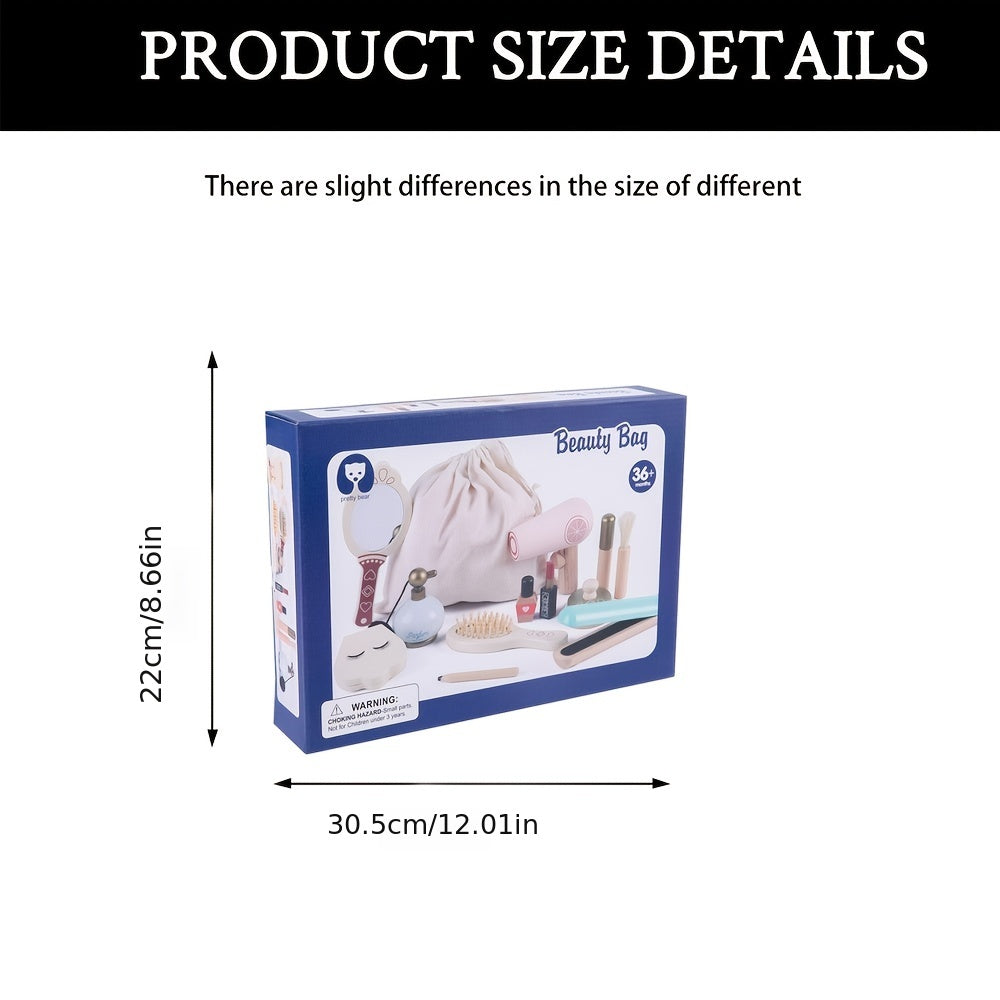 Wooden Play House Toy Children's Simulation Dressing Table Makeup Toy Girl Little Princess Set Cosmetics, Suitable For Children Over 3 Years Old Halloween Christmas gift