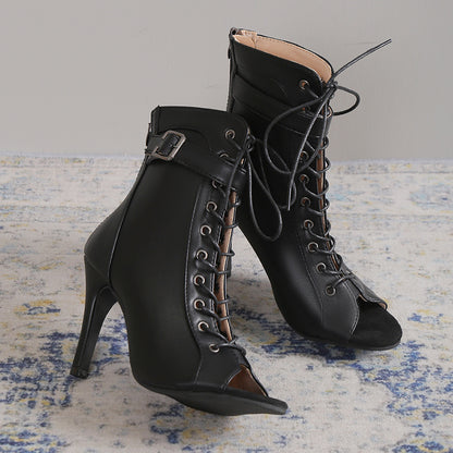 Fish Mouth Cross Strap Ring Ankle Buckle Women's High Heels