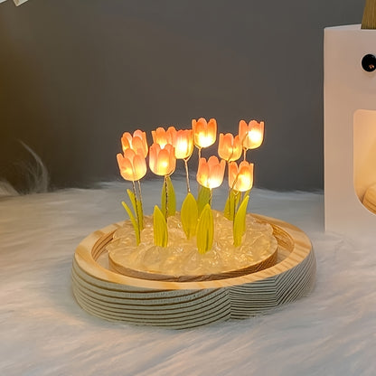 1pc Tulips Gifts For Women Flower Gifts For Her Gifts For Women Birthday Xmas Gift For Mom, Artificial Decor In Glass Dome With Led Light Night Light, Women Gifts For Her, Mom, Christmas Gift