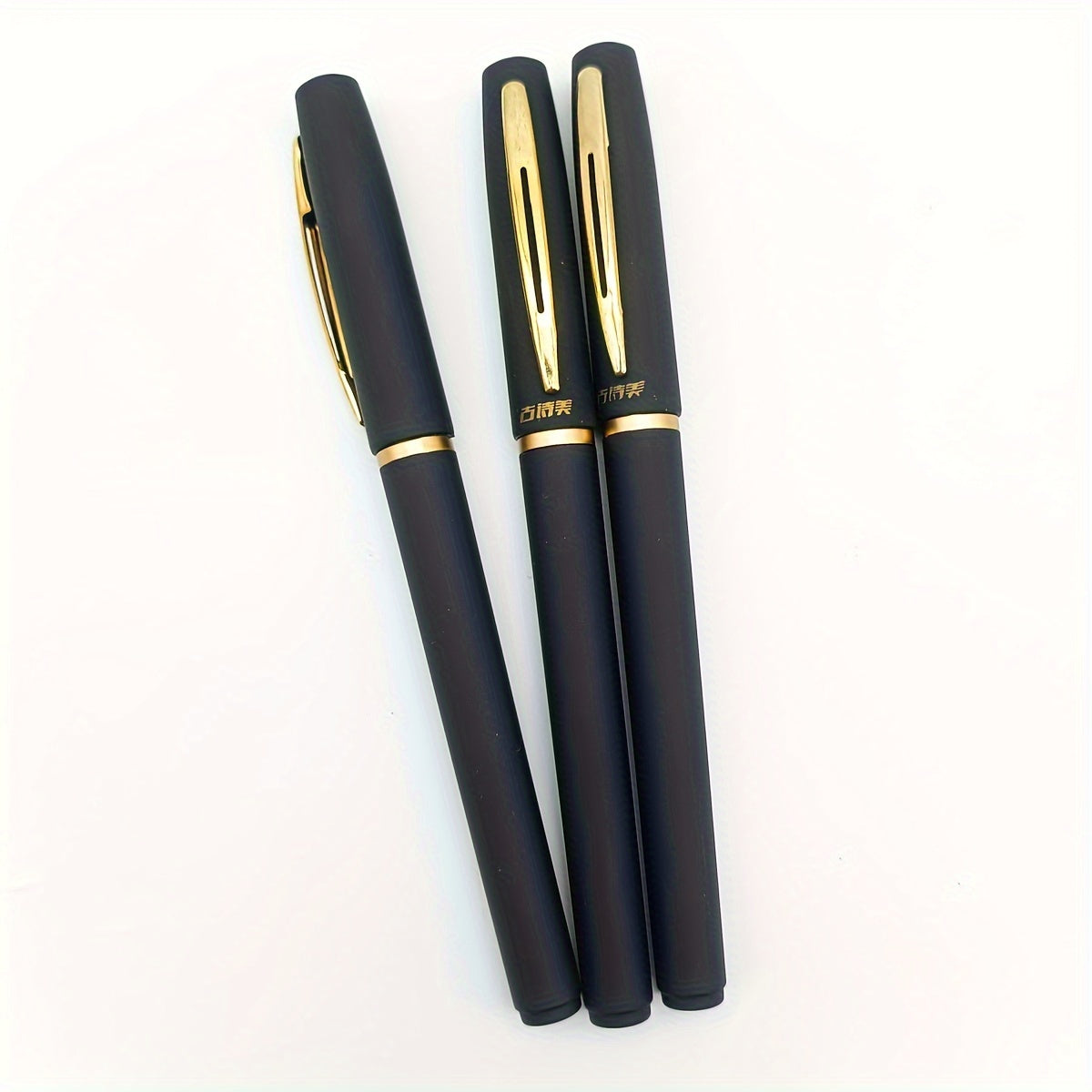5pcs Large Black Golden Matte Rod Bullet Tip Black 0.5mm Gel Pen For Business Office Signature, Gel Pen For Students
