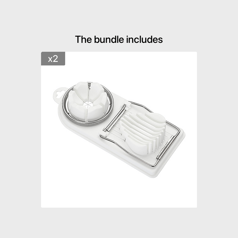 Compact 2-in-1 Egg Slicer & Cutter - Perfect for Hard-Boiled Eggs, Includes Fruit Divider, Durable Plastic/Metal, Easy to Use, Ideal for Small Kitchens, 19.71x8.79 cm, Single Egg Slicer