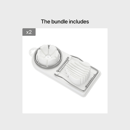 Compact 2-in-1 Egg Slicer & Cutter - Perfect for Hard-Boiled Eggs, Includes Fruit Divider, Durable Plastic/Metal, Easy to Use, Ideal for Small Kitchens, 19.71x8.79 cm, Single Egg Slicer