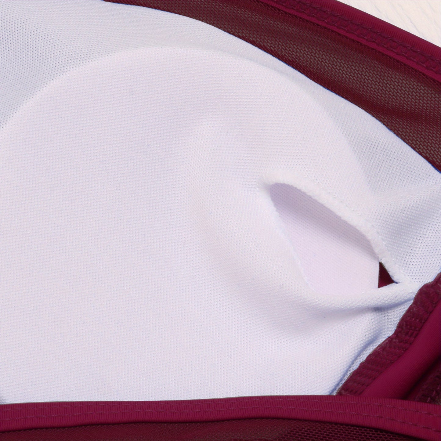 Contrast Mesh One Piece Swimsuit, V Neck Solid Color Backless Tummy Control High Cut Bathing Suit, Women's Swimwear & Clothing