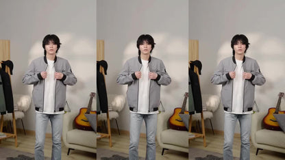 Men's Letter Embroidered Casual Bomber Jacket Gifts Best Sellers