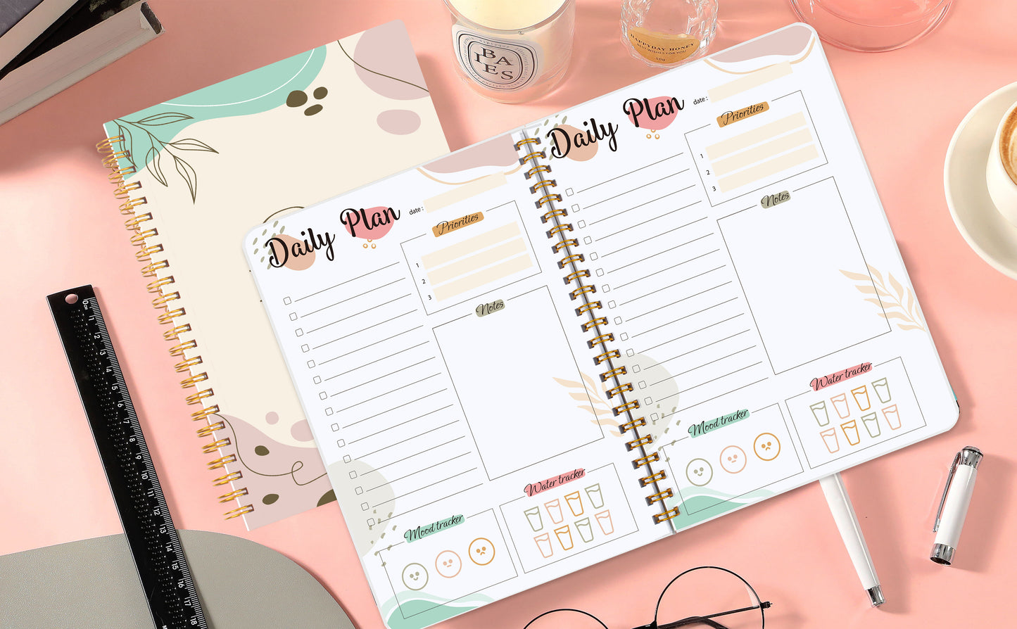 Stay Organized & On Track: 1pc Daily Planner Undated To-Do List Notebook With Priorities, Notes, Mood & Water Tracker - 8*5.5 - 52 Sheets