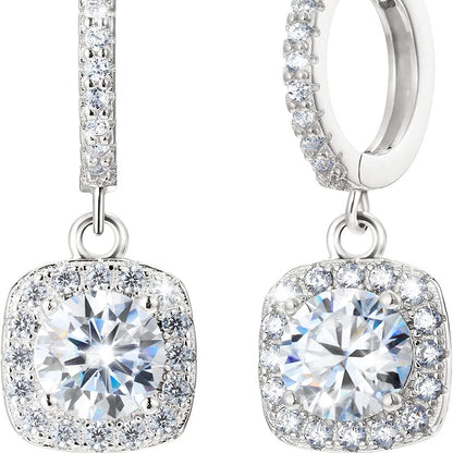 0.5 Carat/1.0 Carat Sparkling Moissanite Decor Sterling 925 Silver Dangle Earrings Elegant Bohemian Style Delicate Female Gift