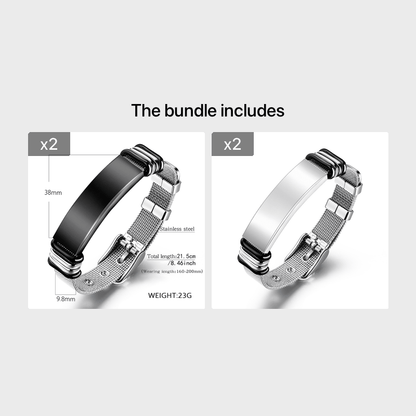 European and American Style Titanium Stainless Steel Bracelet with Stainless Steel Mesh Band, Unisex Jewelry