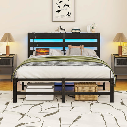 Metalowe Łóżko z Oświetleniem LED i USB 90/120/140cm