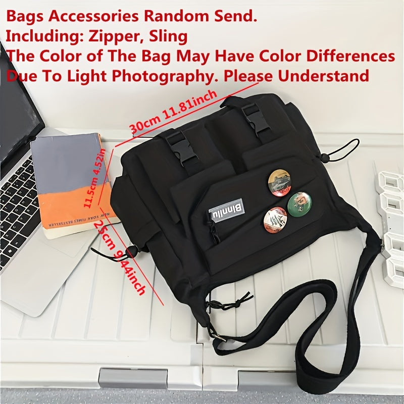 1pc Nylon Handbag Shoulder Bag Large Capacity Messenger Bag, Men's Messenger Bag Student School Bag