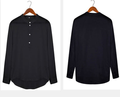 Classic Design Cotton Boat Neck Henley Shirt, Men's Casual Fit Vintage Style Long Sleeve Top For Spring Fall