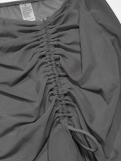 3-Pieces Lettuce Trim Bikini Sets, Deep V Neck High Cut Cover Up Skirt Solid Color Bathing Suit, Women's Swimwear & Clothing