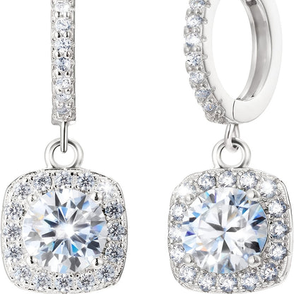 0.5 Carat/1.0 Carat Sparkling Moissanite Decor Sterling 925 Silver Dangle Earrings Elegant Bohemian Style Delicate Female Gift