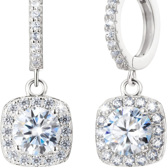 0.5 Carat/1.0 Carat Sparkling Moissanite Decor Sterling 925 Silver Dangle Earrings Elegant Bohemian Style Delicate Female Gift