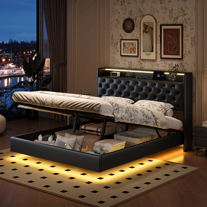 Łóżko MGMYM 140/160x200cm LED RGB USB - Tapicerowane Floating Design