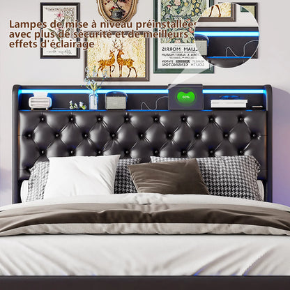 Łóżko MGMYM 140/160x200cm LED RGB USB - Tapicerowane Floating Design