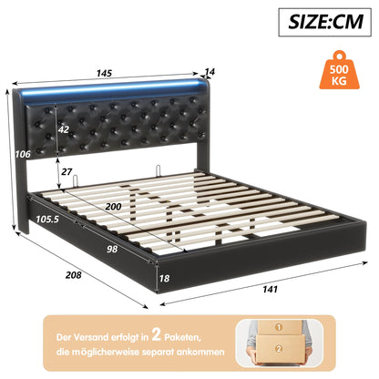 Łóżko MGMYM 140/160x200cm LED RGB USB - Tapicerowane Floating Design