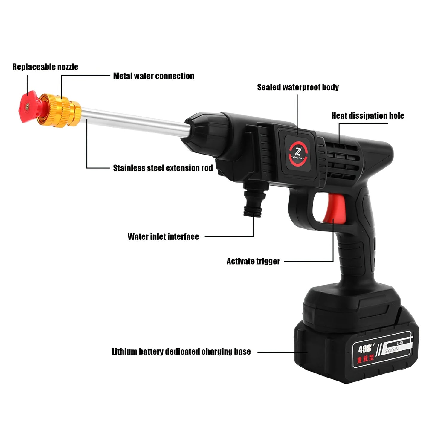 Myjka Ciśnieniowa 200W 50Bar Bezprzewodowa - Pistolet do Mycia Auta Makita 18V