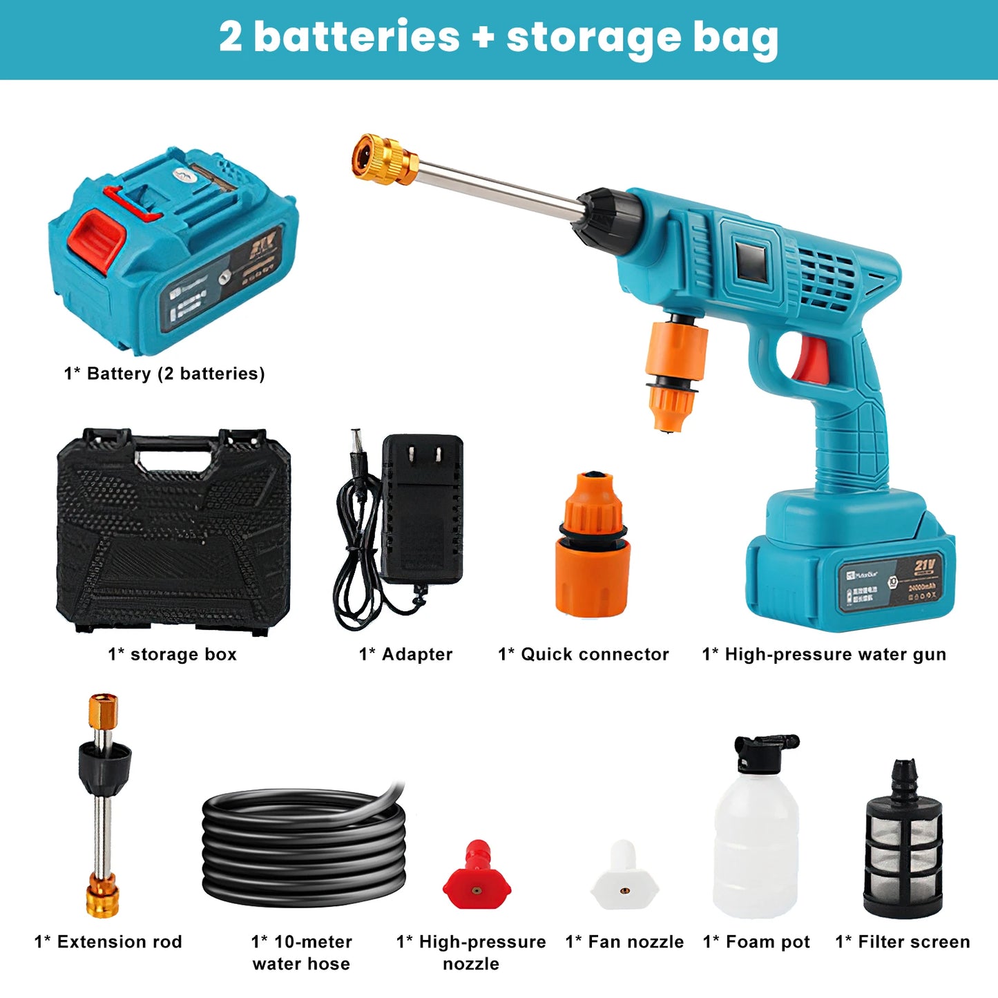 Myjka 300W 30BAR Makita 18V - Cordless High Pressure Cleaner Spray Water Gun Garden Wash Machine